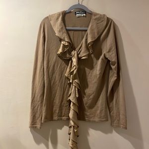 Salvatore Ferragamo Tan V-Neck Sweater